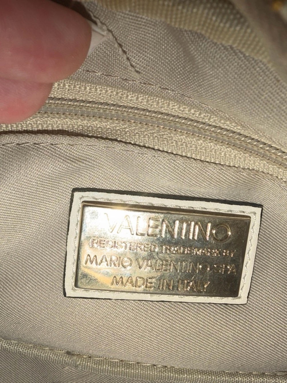Valentino Cream Leather Wallet with Gold Plaque